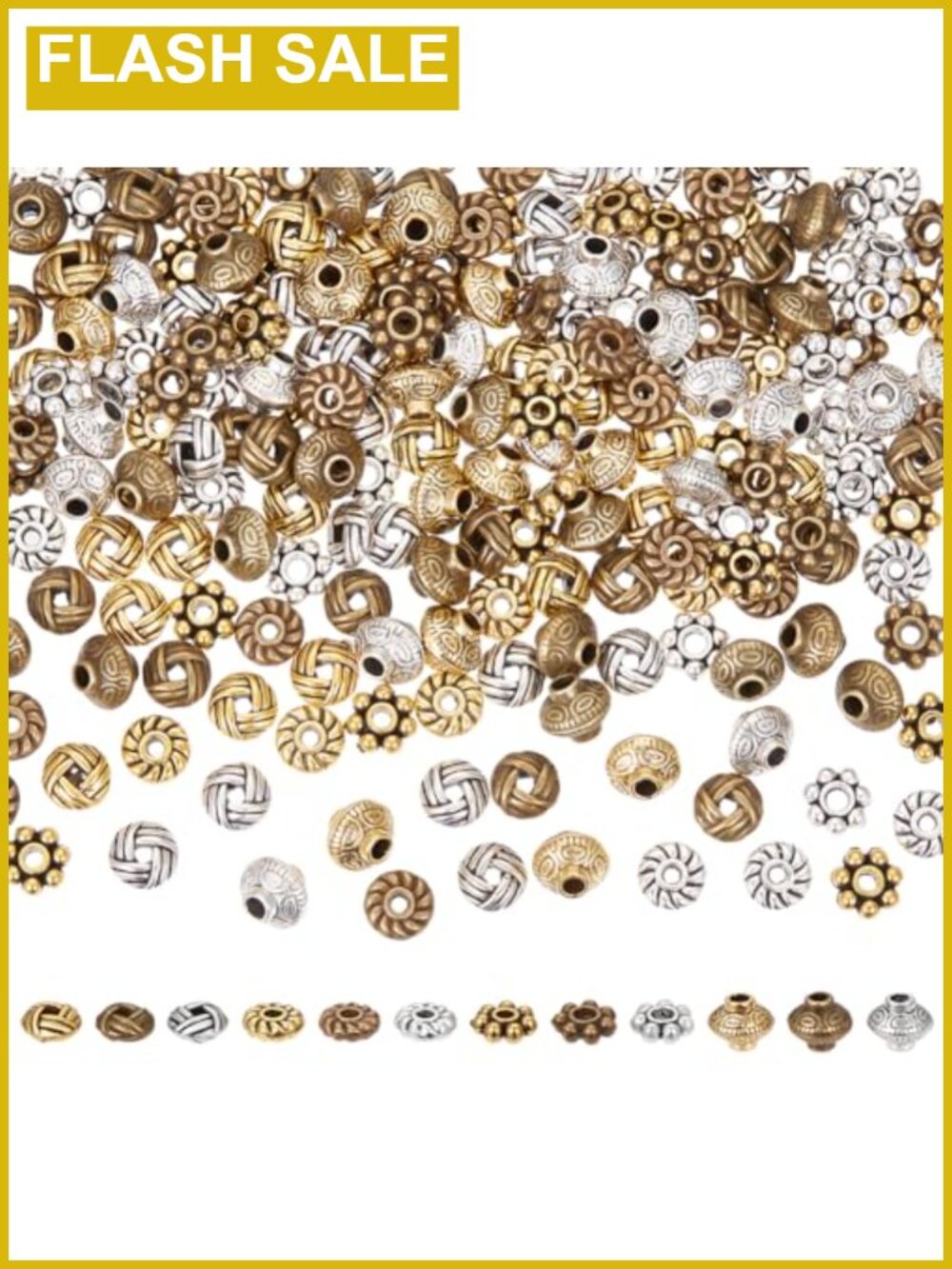 DIY Jewelry Making Alloy Spacer Beads Kit 240ct Varied Shapes